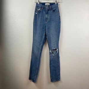 Abercrombie & Fitch Curve Love 90s Slim Straight Ultra High Rise Jeans 24 00R